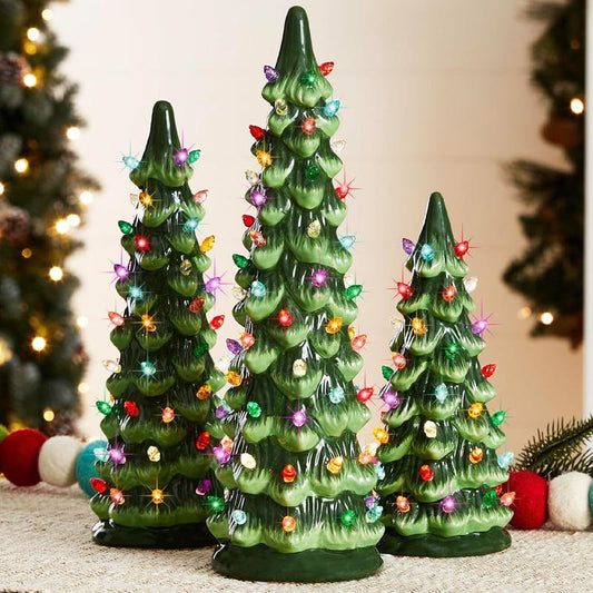 Kerstboom tafeldecoratie — sfeerverlichting volledig draadloos 3-delige set