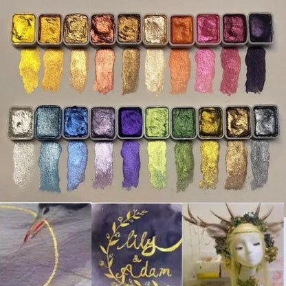 Perlenpulver-Pigment 60 Farben | Schimmernde Aquarellfarben Mivoza Deutschland
