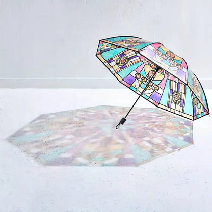 Automatische paraplu – Vintage design met glas-in-lood look en windbescherming