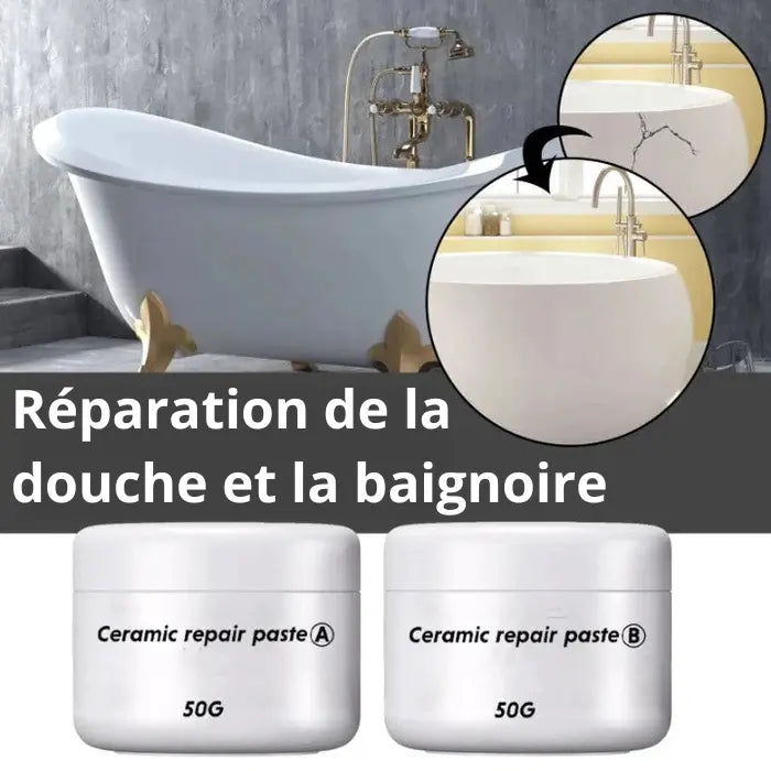 Tegellijm reparatiepasta – repareren van scheuren & chips in minuten | keramiek reparatieset 50g (2 stuks)
