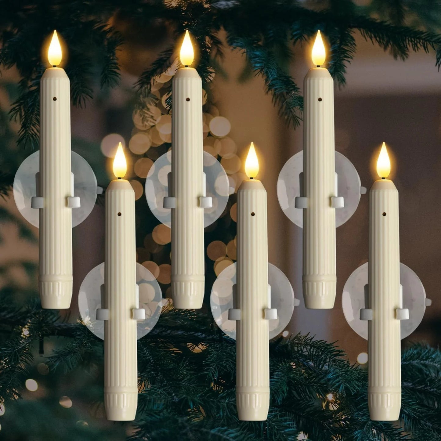 Vlamloze LED-raamkaarsen met schemersensor, set van 6