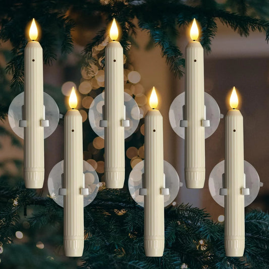 Vlamloze LED-raamkaarsen met schemersensor, set van 6