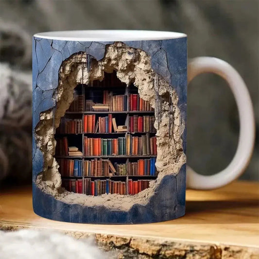 3D Boekenplank Mok – Elke slok een moment vol inspiratie