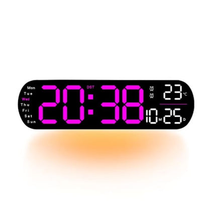 Digitale wandklok met groot LED-display en afstandsbediening