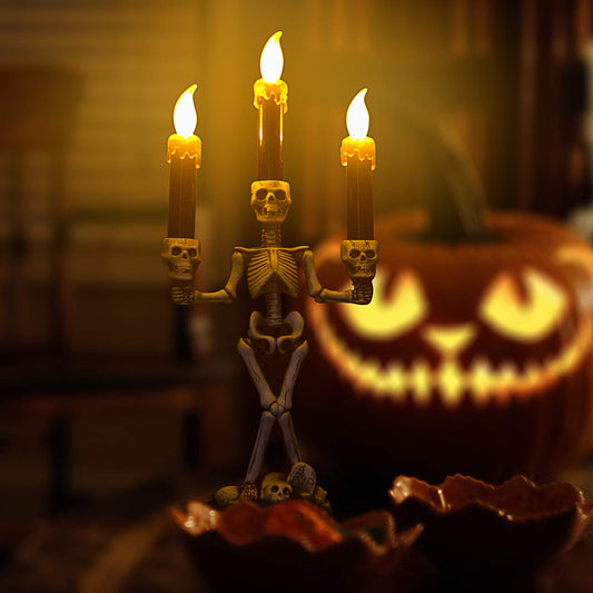 Skelet kandelaar lamp — griezelige tafeldecoratie voor Halloween