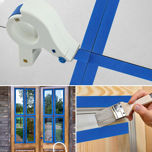 Schilderstape-dispenser met snijmes – incl. 2 rollen