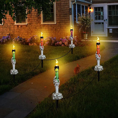 Zonne-energie Schedelkaarslamp – Spookachtig Licht voor Tuin, Erf en Terras
