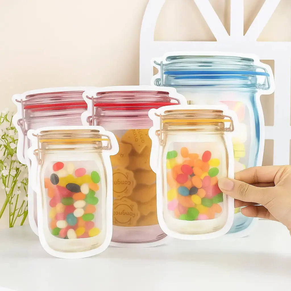 Ziplock zakjes in Mason Jar stijl – herbruikbaar en lekvrij