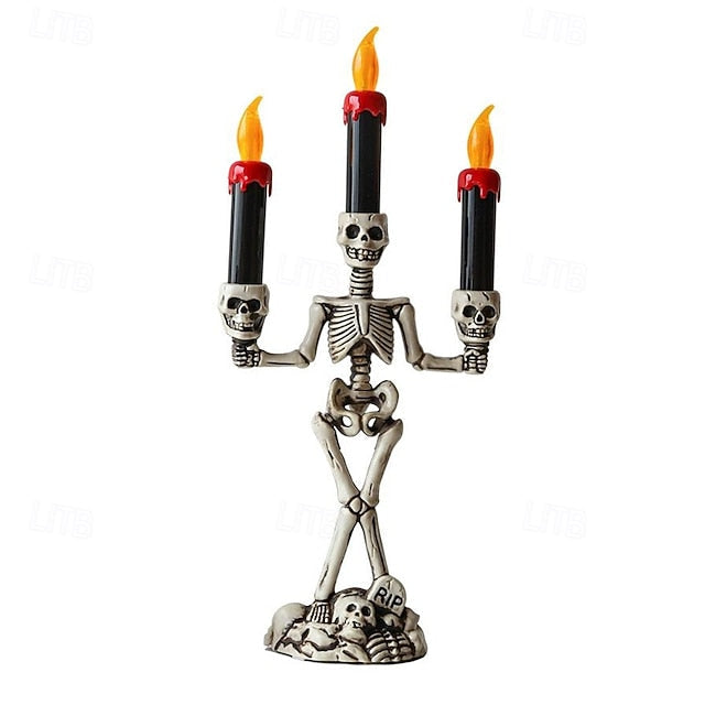 Skelet kandelaar lamp — griezelige tafeldecoratie voor Halloween