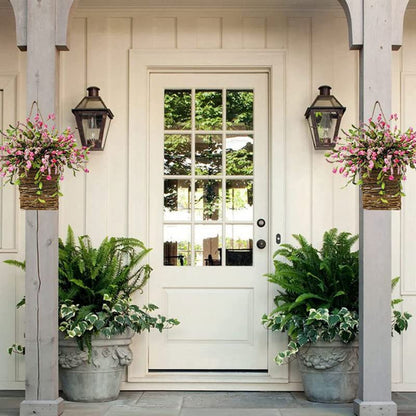 Hortensia Rotan Mand – Crèmekleurige Bloemdeurdecoratie om Op te Hangen
