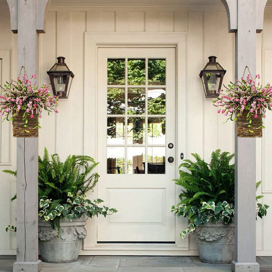 Hortensia Rotan Mand – Crèmekleurige Bloemdeurdecoratie om Op te Hangen