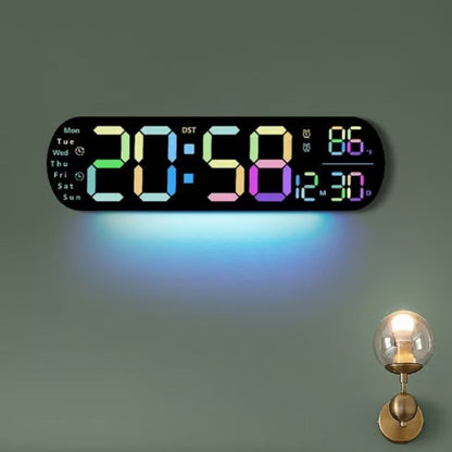 Digitale wandklok met groot LED-display en afstandsbediening
