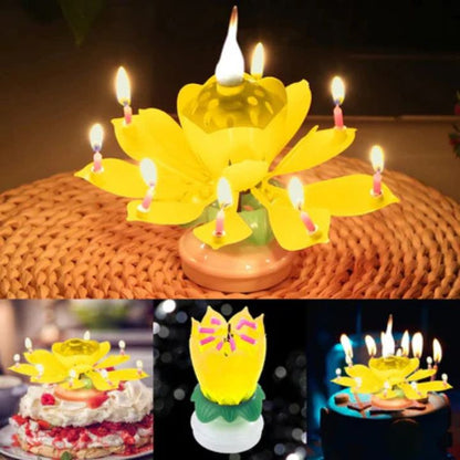 1+1 Gratis | Magische Geburtstagskerze – Rotierende Lotusblume mit Musik Mivoza Deutschland