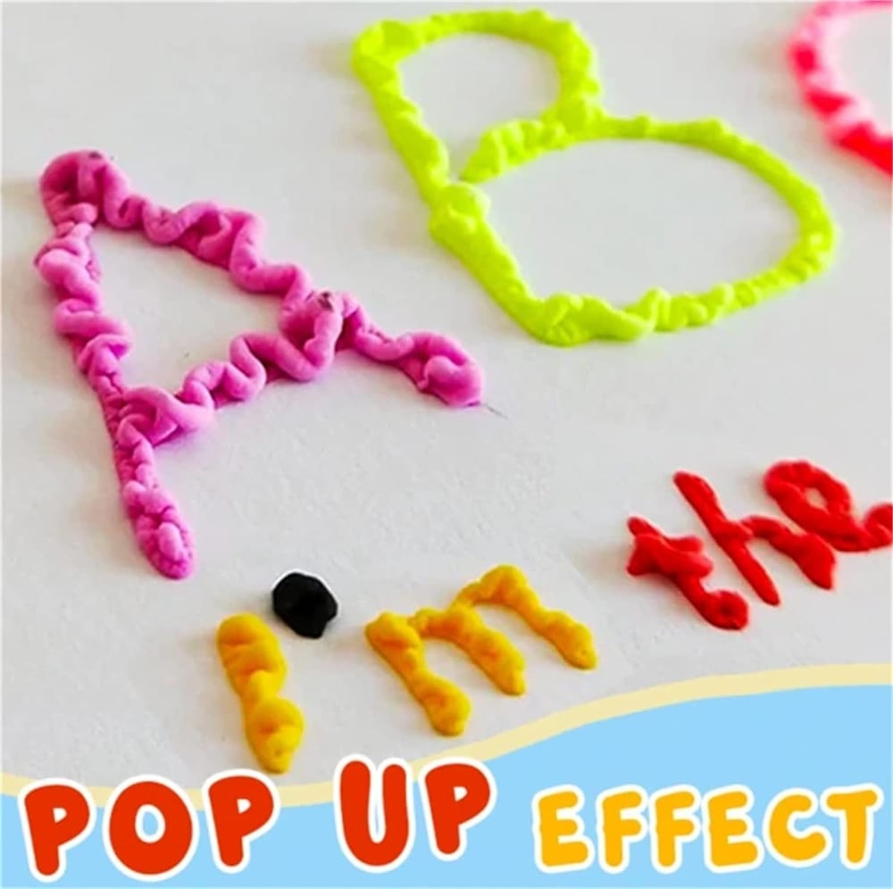 Magic puffy popcorn pennen — creatief 3D schilderplezier voor jong en oud 6-delige set