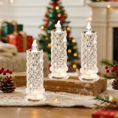 LED kristallen kaarslamp | Set van 4 kaarsen