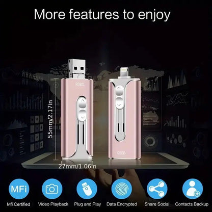Multifunctionele USB-stick voor iPhone, Android en PC-back-up