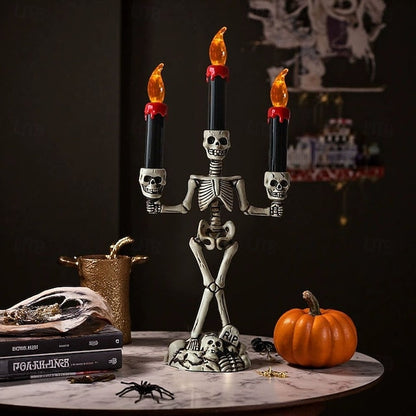 Skelet kandelaar lamp — griezelige tafeldecoratie voor Halloween