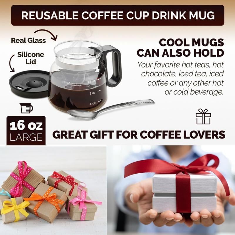 💕💖☕ 16 Oz Glass Coffee Mug – Coffee Pot Style Mivoza Deutschland