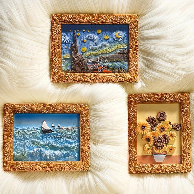 Van Gogh Koelkastmagneten met 3D Kunstdetails