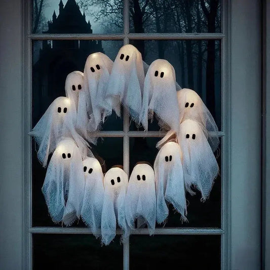 Halloween krans decoratie — geheimzinnige spookgloed voor sfeervolle sfeer