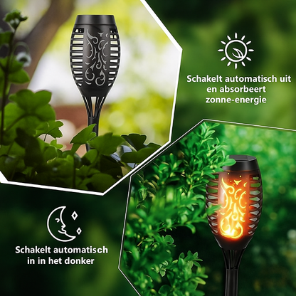 Solar LED Tuinfakkel met Realistisch Vlammeneffect – Sfeervol Licht zonder Echt Vuur