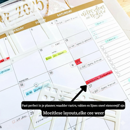 Sjabloon met meerdere vormen — voor dagboek, studie en werkplanner