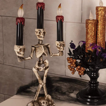 Skelet kandelaar lamp — griezelige tafeldecoratie voor Halloween