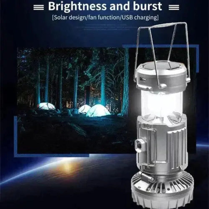 LED-Campinglaterne mit Ventilator | 6-in-1 Lampe, Taschenlampe & Powerbank | Solar & Akku, tragbar, IP44 wasserabweisend Mivoza Deutschland