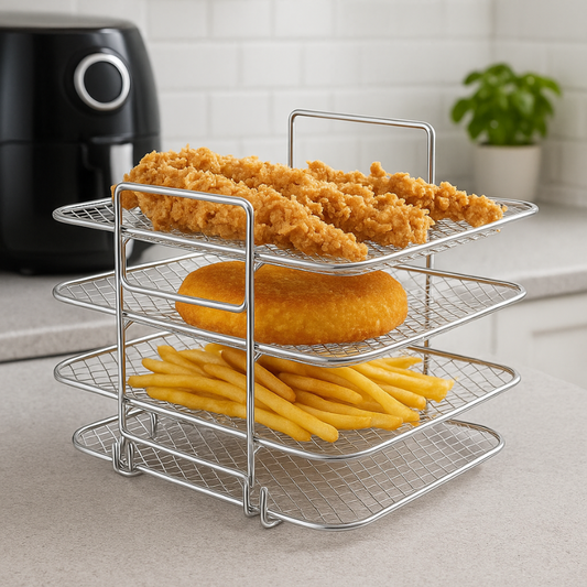 Roestvrijstalen rek voor airfryer — knapperige resultaten zonder constant omkeren