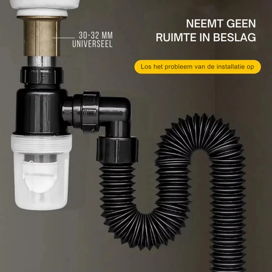Universele gootsteenafvoer, rekbare, lekvrije buis