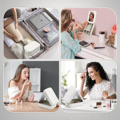 Draagbare Make-up Organizer — Compact LED-spiegel met Verstelbare Verlichting