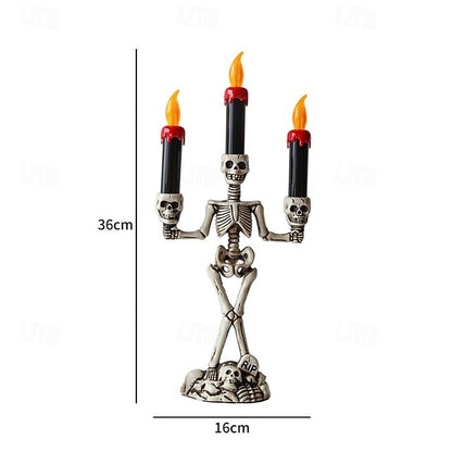 Skelet kandelaar lamp — griezelige tafeldecoratie voor Halloween