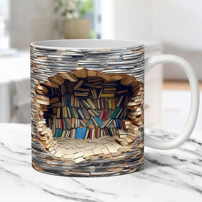 3D Boekenplank Mok – Elke slok een moment vol inspiratie