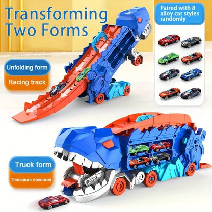 Dinosaur Transporter – Opvouwbare Racebaan met Metalen Auto's