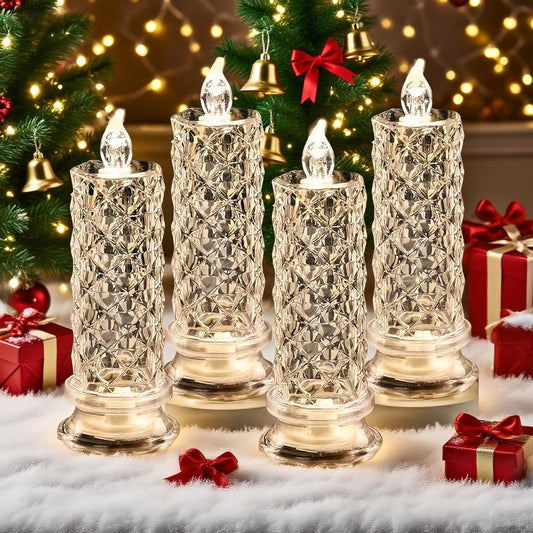 LED kristallen kaarslamp | Set van 4 kaarsen