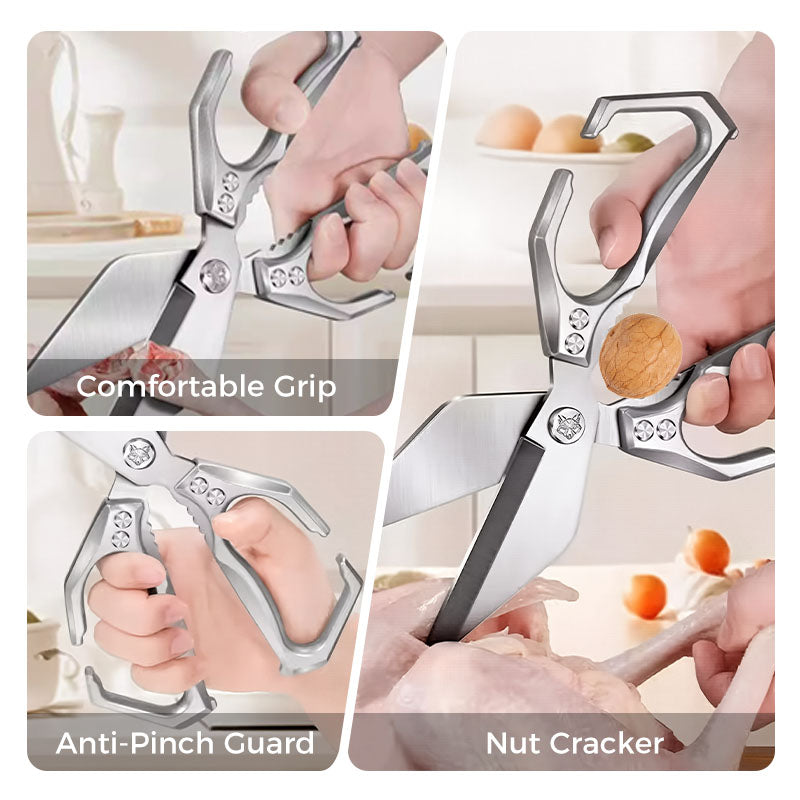 Multifunctionele keukenschaar hoge prestaties – scheermesscherpe roestvrijstalen bladen, ergonomisch handvat & veelzijdig gebruik