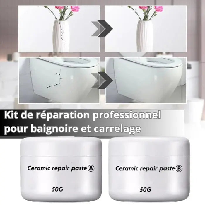 Tegellijm reparatiepasta – repareren van scheuren & chips in minuten | keramiek reparatieset 50g (2 stuks)