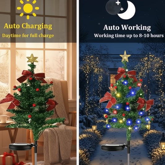 Solar kerstboompjes met warm licht – set van 2