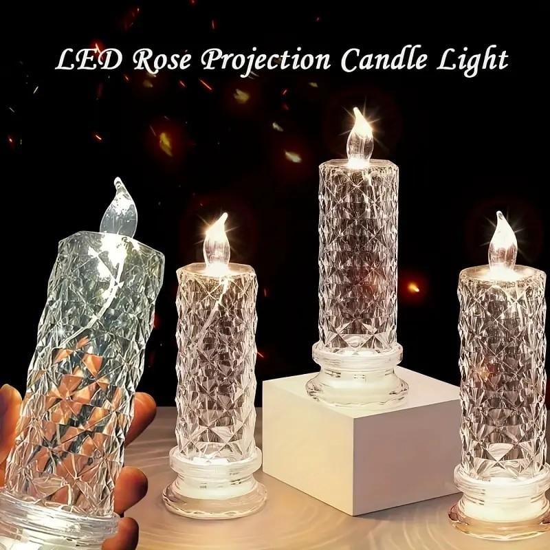 LED kristallen kaarslamp | Set van 4 kaarsen