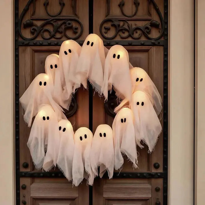 Halloween krans decoratie — geheimzinnige spookgloed voor sfeervolle sfeer