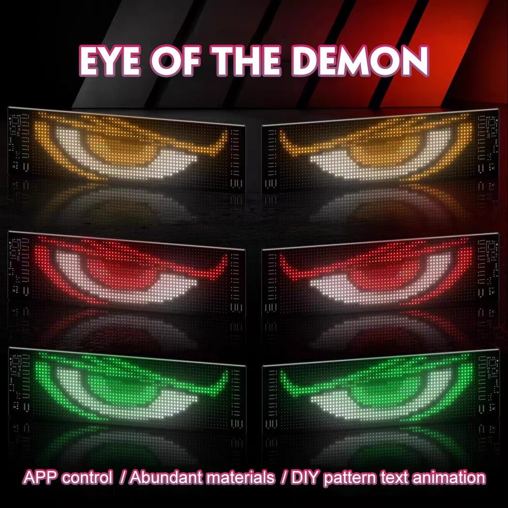 Geanimeerd LED-displaypaneel — App-gestuurd voertuig voorruitbord (2 stuks)