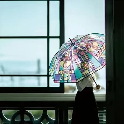 Automatische paraplu – Vintage design met glas-in-lood look en windbescherming