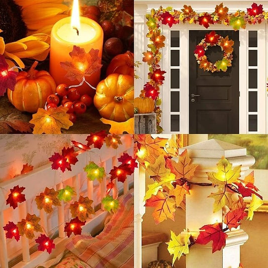 Herfst esdoornblad LED slingerlichten — warm licht & gezellige sfeer