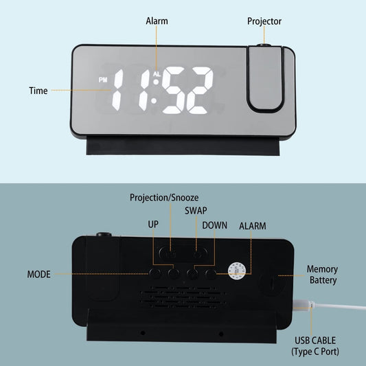 Mirror Projection Alarm Clock Mivoza Deutschland