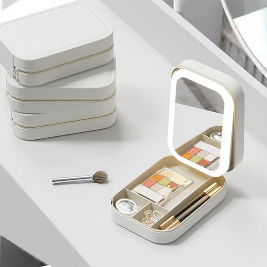 Draagbare Make-up Organizer — Compact LED-spiegel met Verstelbare Verlichting