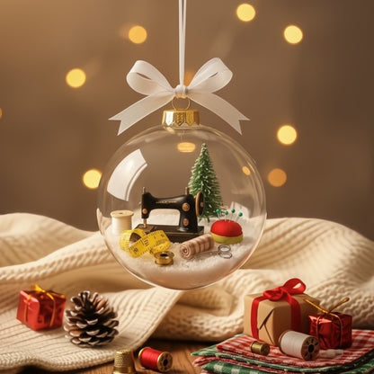 Elegant sneeuwbol ornament met naaimotief voor feestelijke sfeer