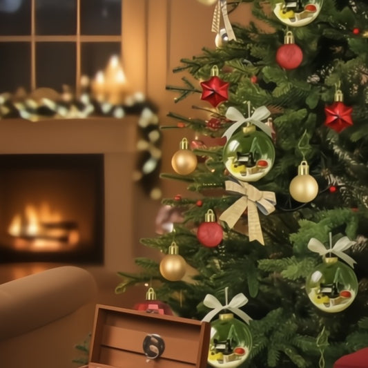 Elegant sneeuwbol ornament met naaimotief voor feestelijke sfeer