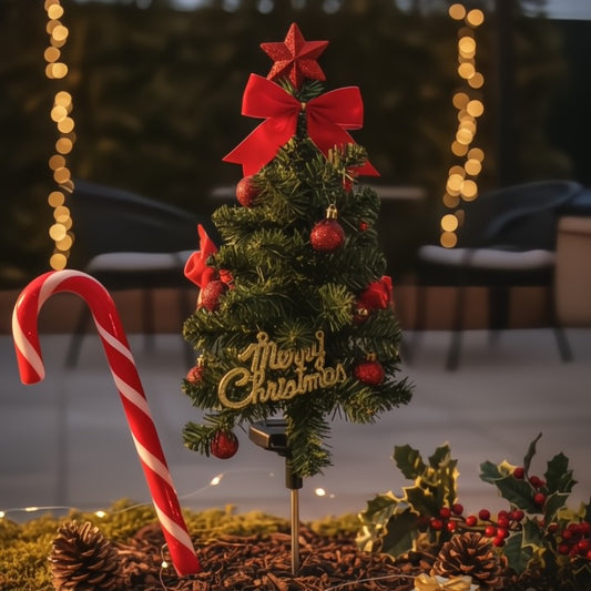 Solar kerstboompjes met warm licht – set van 2