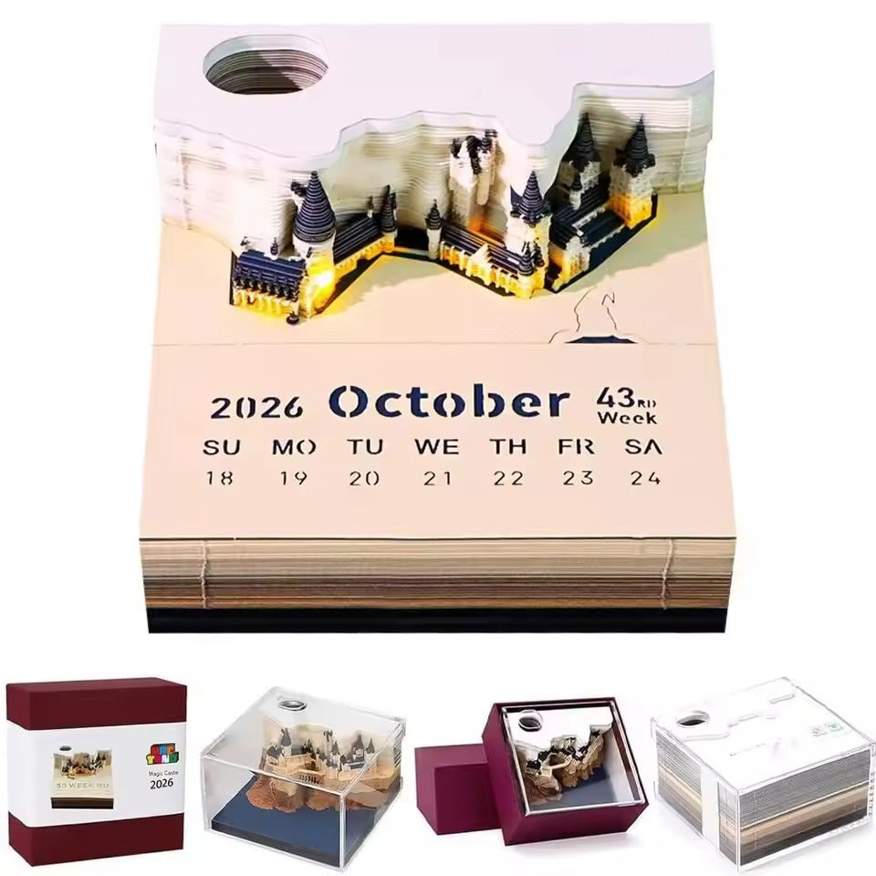 3D Hogwarts kasteel kalender — magisch kasteel met warm LED-licht
