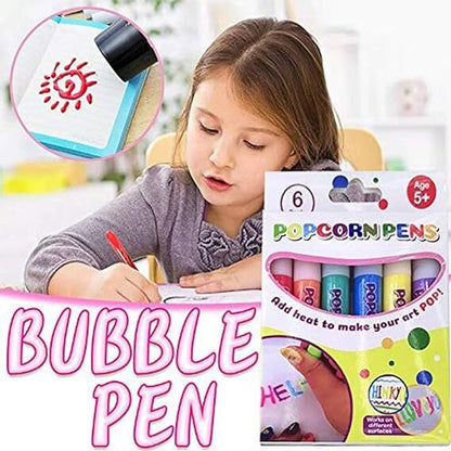 Magic puffy popcorn pennen — creatief 3D schilderplezier voor jong en oud 6-delige set